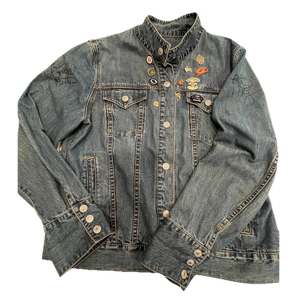 Richard Petty-Kyle Petty Autographed Denim Motorcycle Jacket - Picture 5 of 6